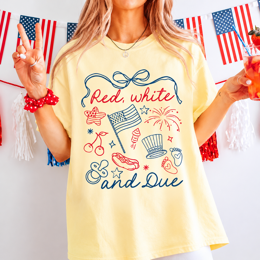 Red, White & Due 4th of July T-Shirt/Sweatshirt/Hoodie – Summer Announcement Tee