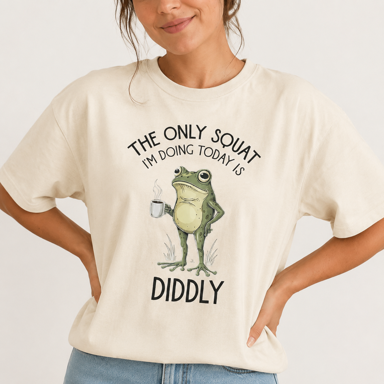 Funny Frog Graphic T-Shirt/Sweatshirt/Hoodie – Sarcastic Coffee Lover Tee , Cute Diddly Squat Shirt