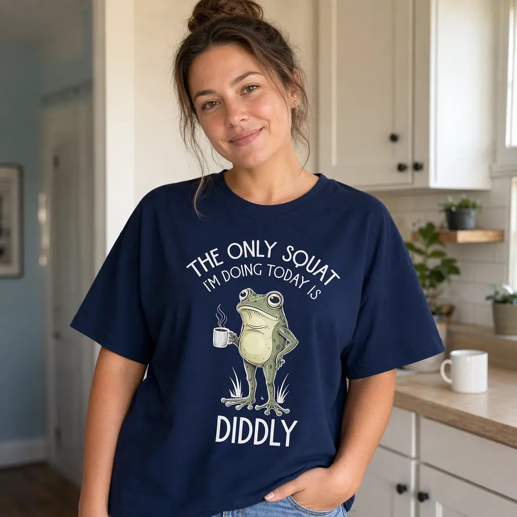 Funny Frog Graphic T-Shirt/Sweatshirt/Hoodie – Sarcastic Coffee Lover Tee , Cute Diddly Squat Shirt