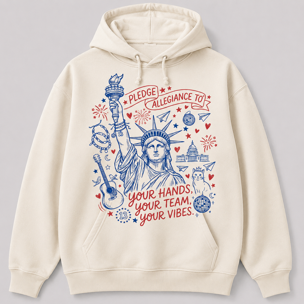 Pledge Allegiance To Your Hands Your Team Your Vibes Shirt/Sweatshirt/Hoodie - Americana Vibes Graphic