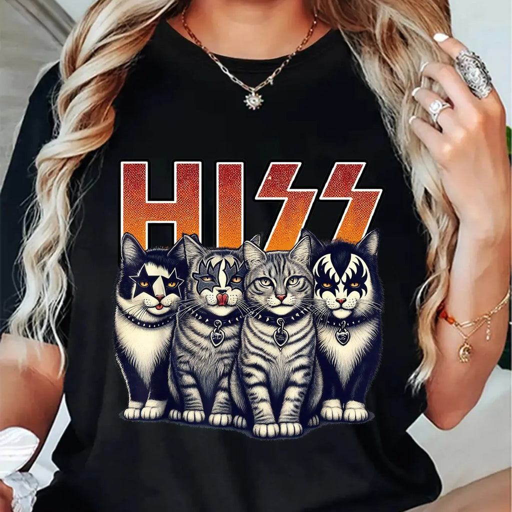 “HISS” Cat Rock Band T-Shirt/Sweatshirt/Hoodie – Funny Kitty Graphic Tee