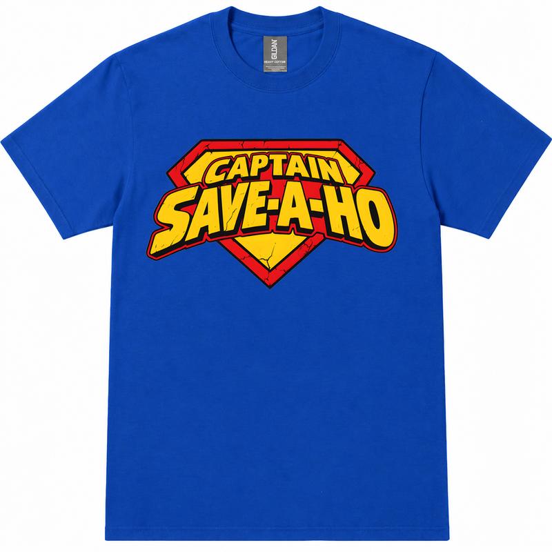 Captain Save-A-Ho Funny Graphic T-Shirt/Sweatshirt/Hoodie – Retro Superhero Parody Tee