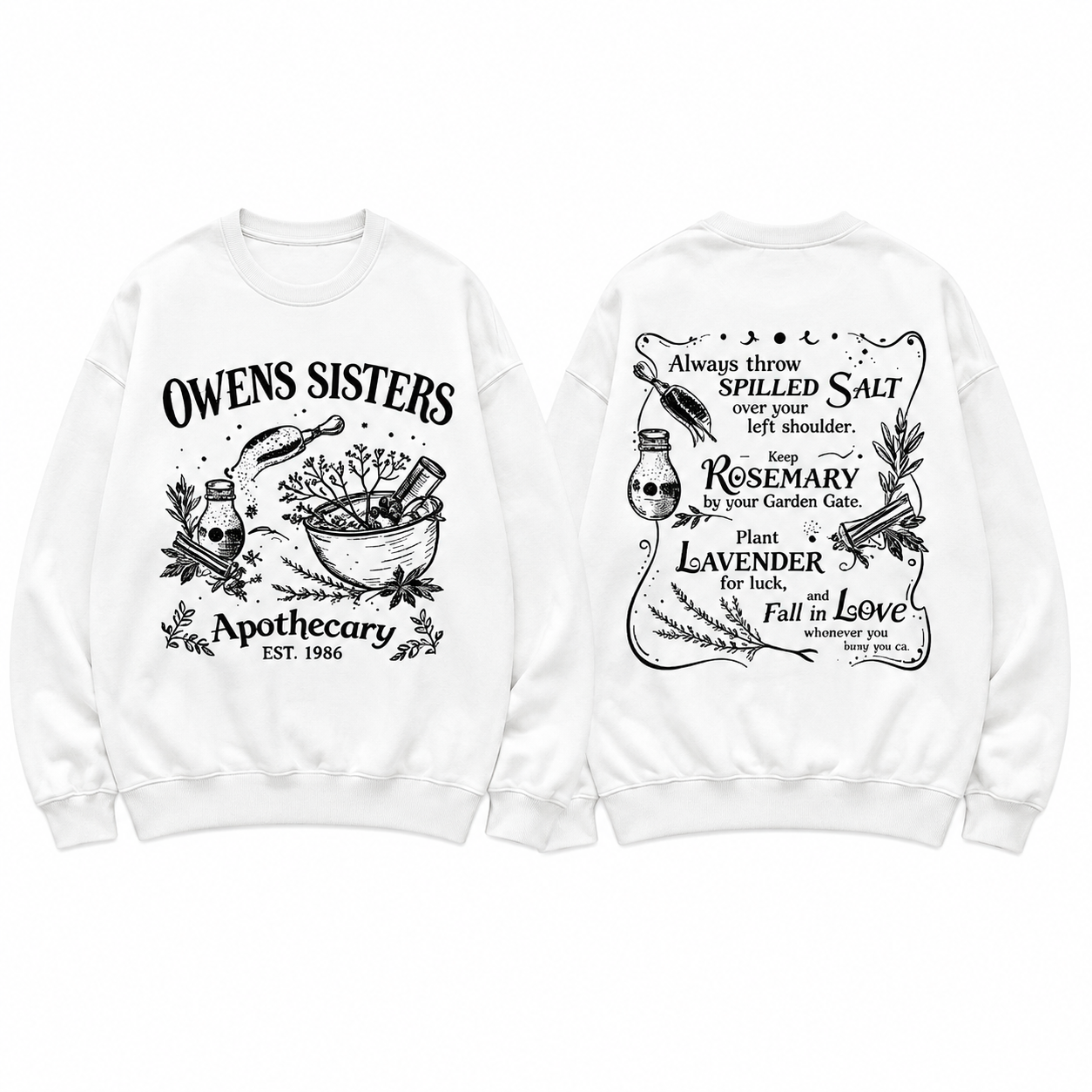 Owens Sisters Apothecary Shirt – Vintage Witchy Herb Graphic Tee, Botanical Front & Back T-Shirt/Sweatshirt/Hoodie
