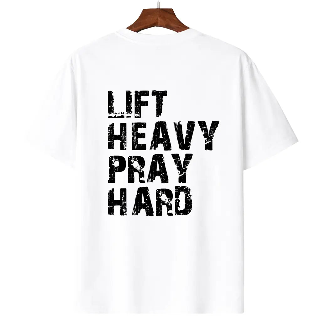 “Lift Heavy Pray Hard” Christian Gym T-Shirt/Sweatshirt/Hoodie – Faith Fitness Graphic Tee