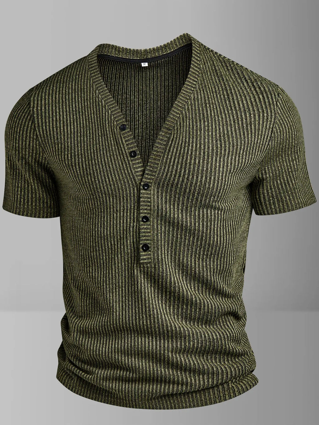 Men's Slim Fit Ribbed Henley Tee