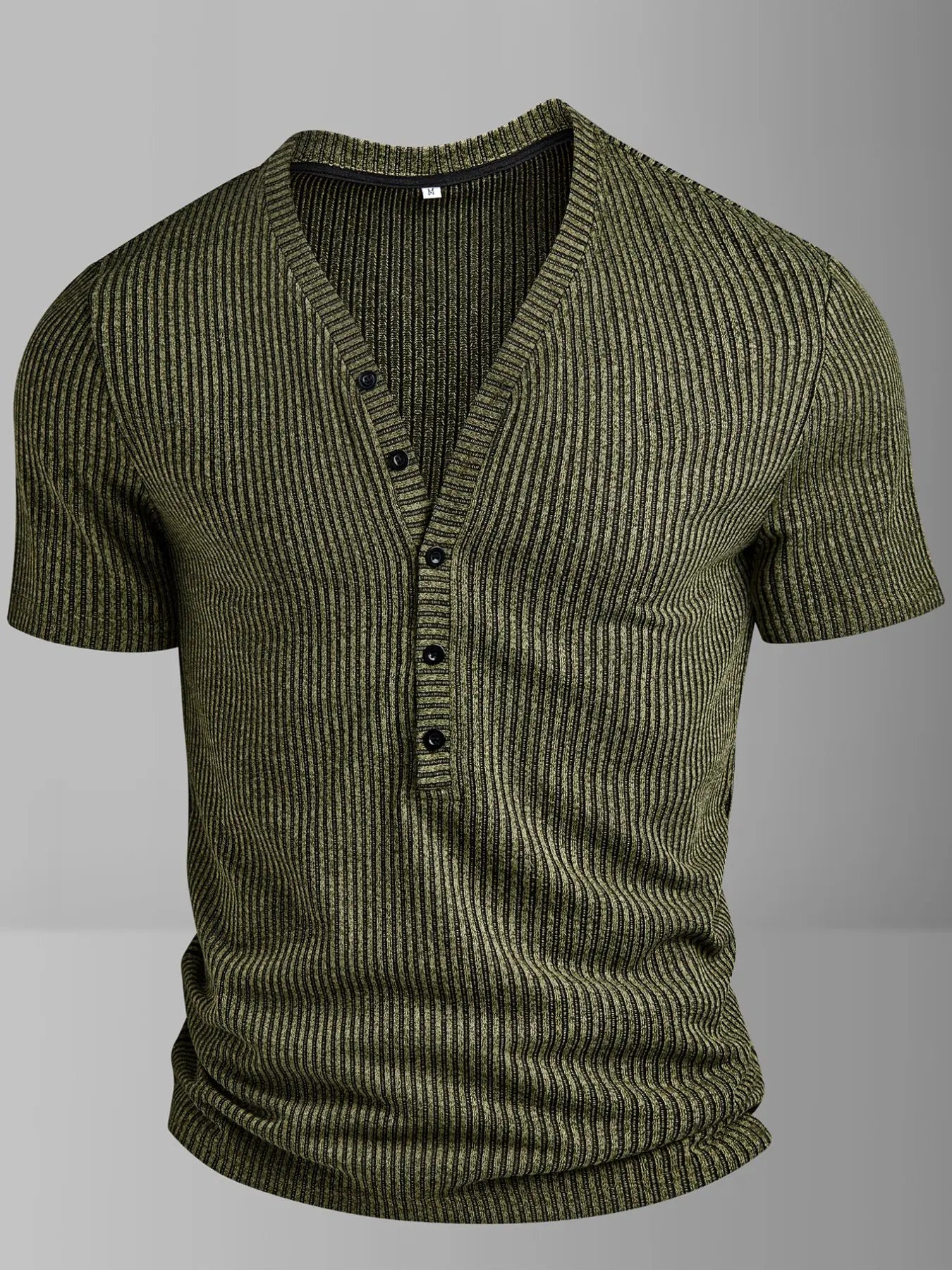 Men's Slim Fit Ribbed Henley Tee