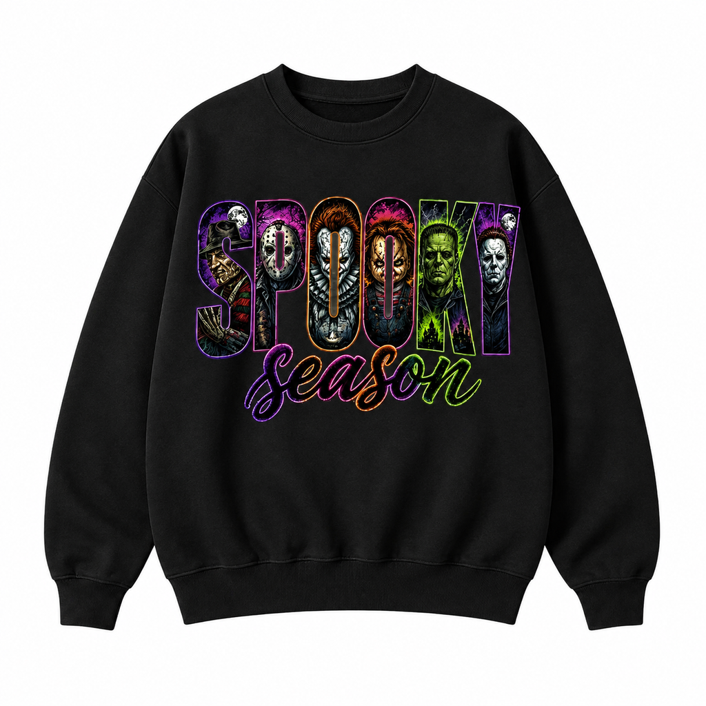 🤡Spooky Season Horror Graphic T-Shirt/Sweatshirt/Hoodie – Retro Scary Movie Neon Halloween Retro Tee