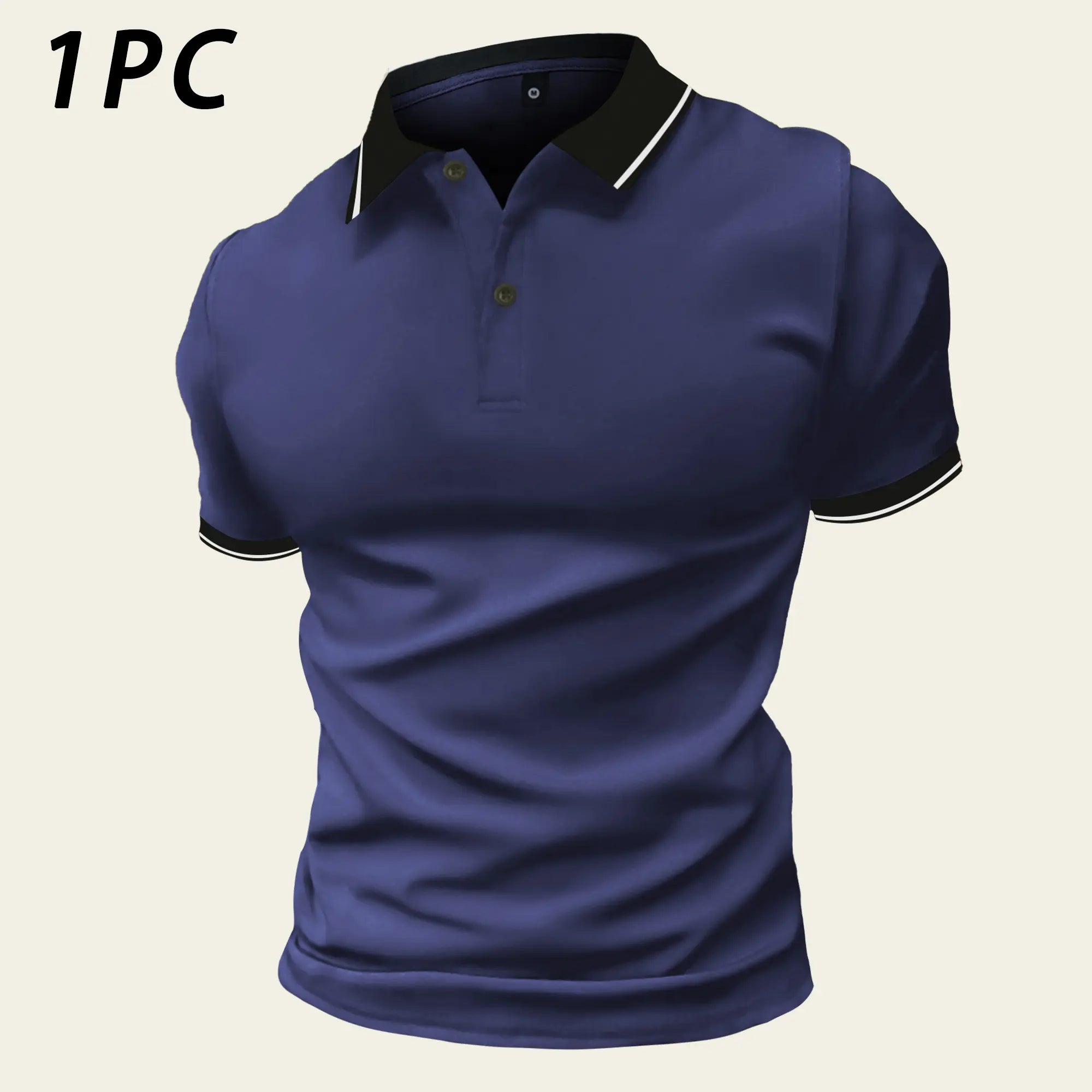 Men's Contrast Collar Polo Shirt – Classic Short Sleeve Golf Style Top