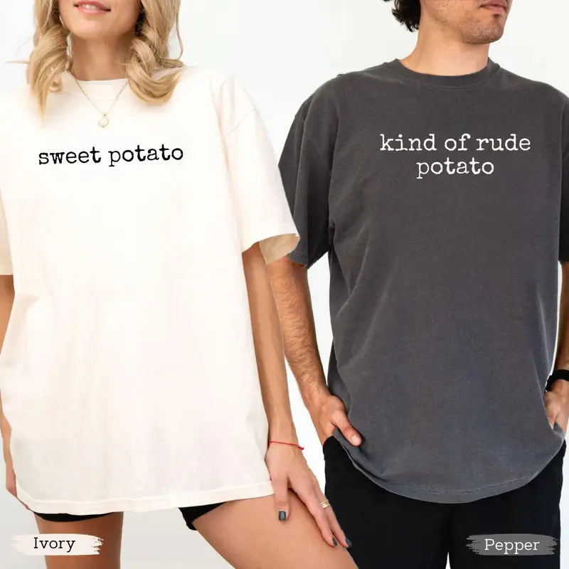 Sweet Potato & Rude Potato Matching Shirts/Sweatshirt/Hoodie – Funny Thanksgiving Couple Tees