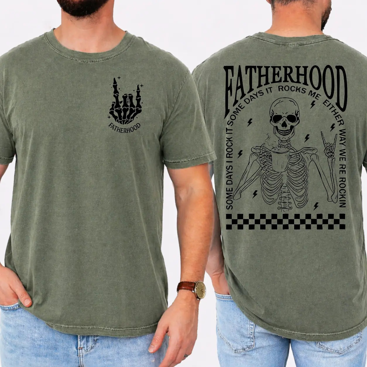 Fatherhood Graphic Tee 💀 – Some Days I Rock It Vintage Dad Shirt/Sweatshirt/Hoodie