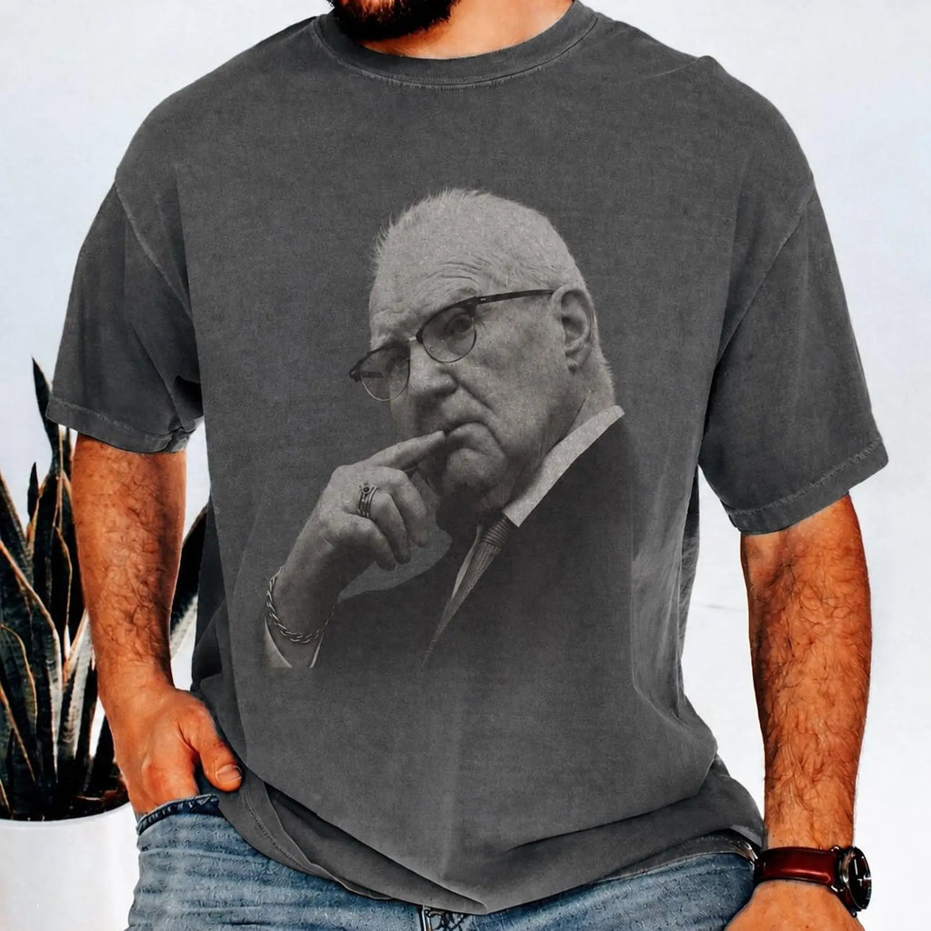 Kevin Reddington Vintage Monochrome Portrait Tee – Washed Black Retro Photo Graphic T-Shirt/Sweatshirt/Hoodie
