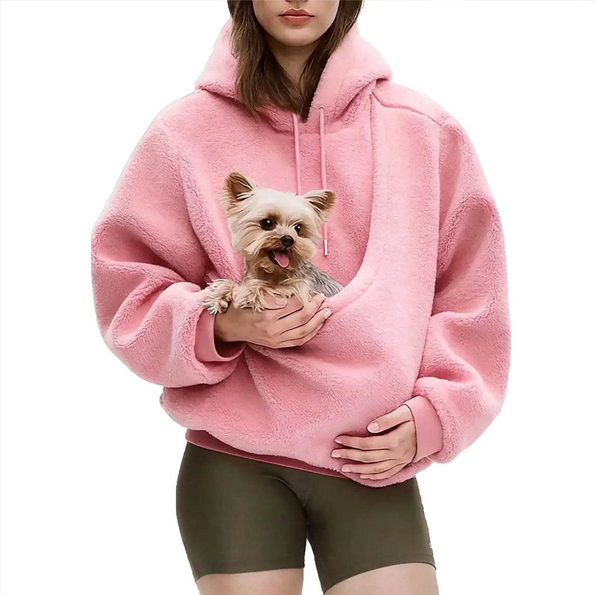 Women’s Pet Pouch Hoodie – Cozy Oversized Sweatshirt with Small Dog & Cat Carrier Pocket