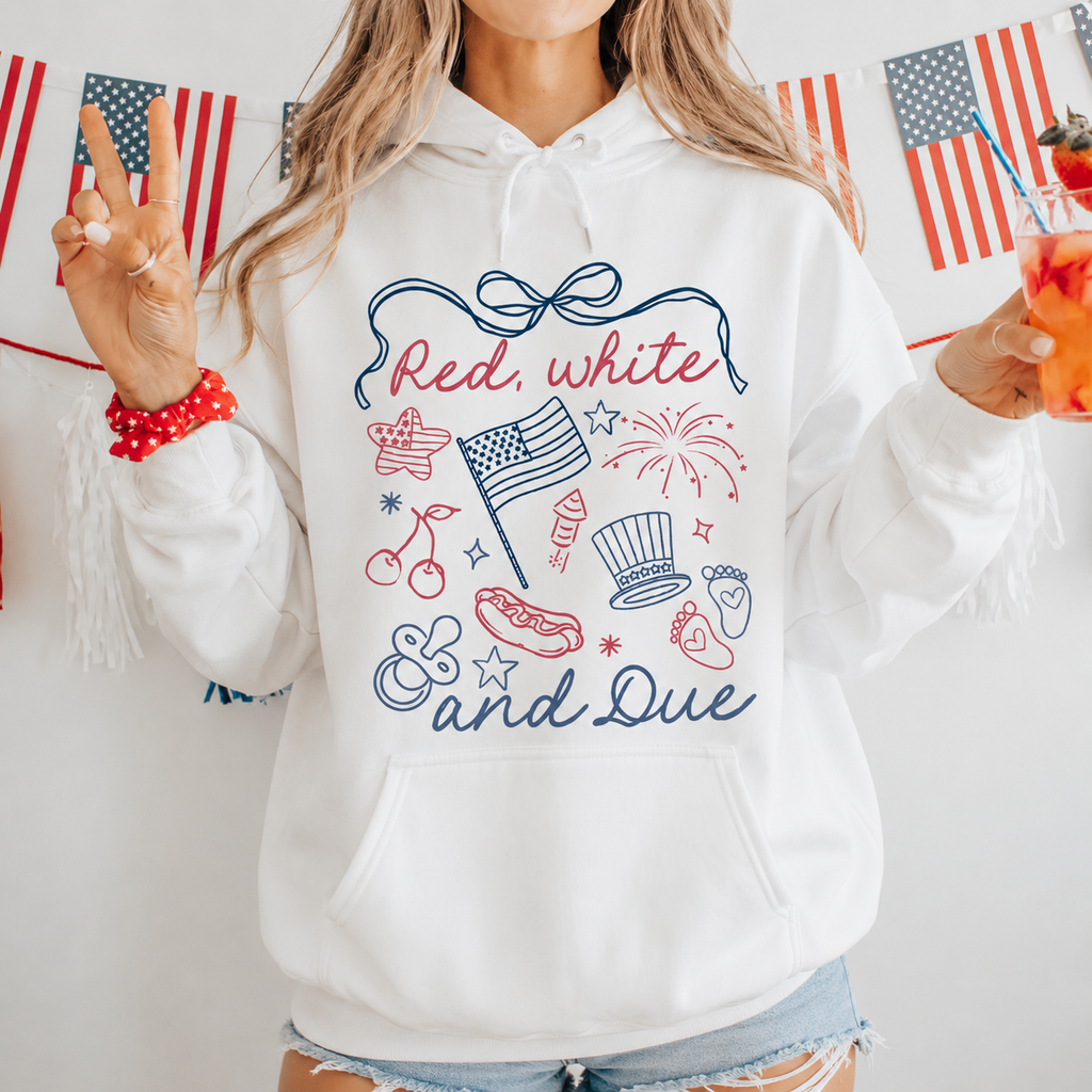 Red, White & Due 4th of July T-Shirt/Sweatshirt/Hoodie – Summer Announcement Tee