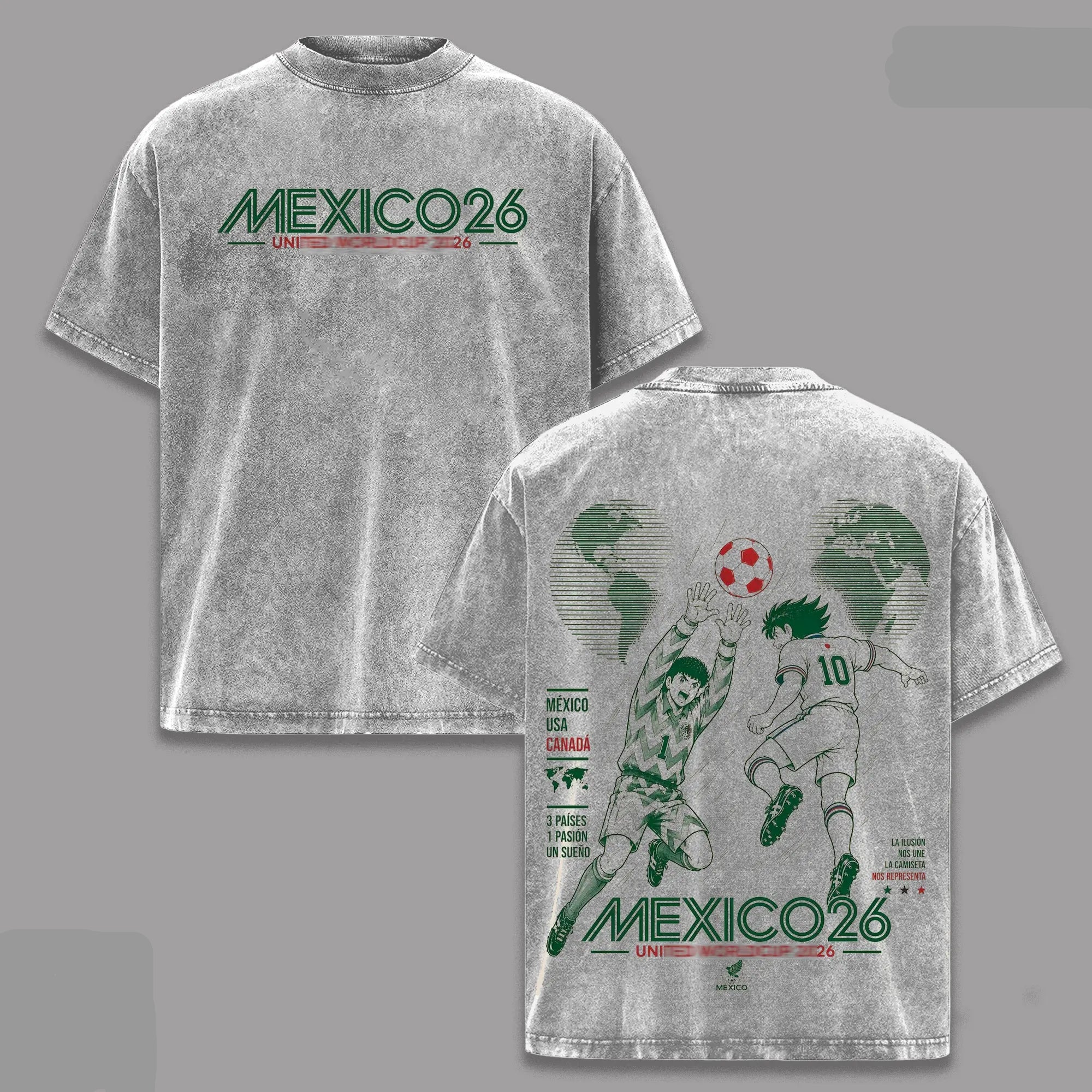 Mexico World Football Tour 2026 Washed Anime T-Shirt/Sweatshirt/Hoodie - Mexico Football Fan Gift