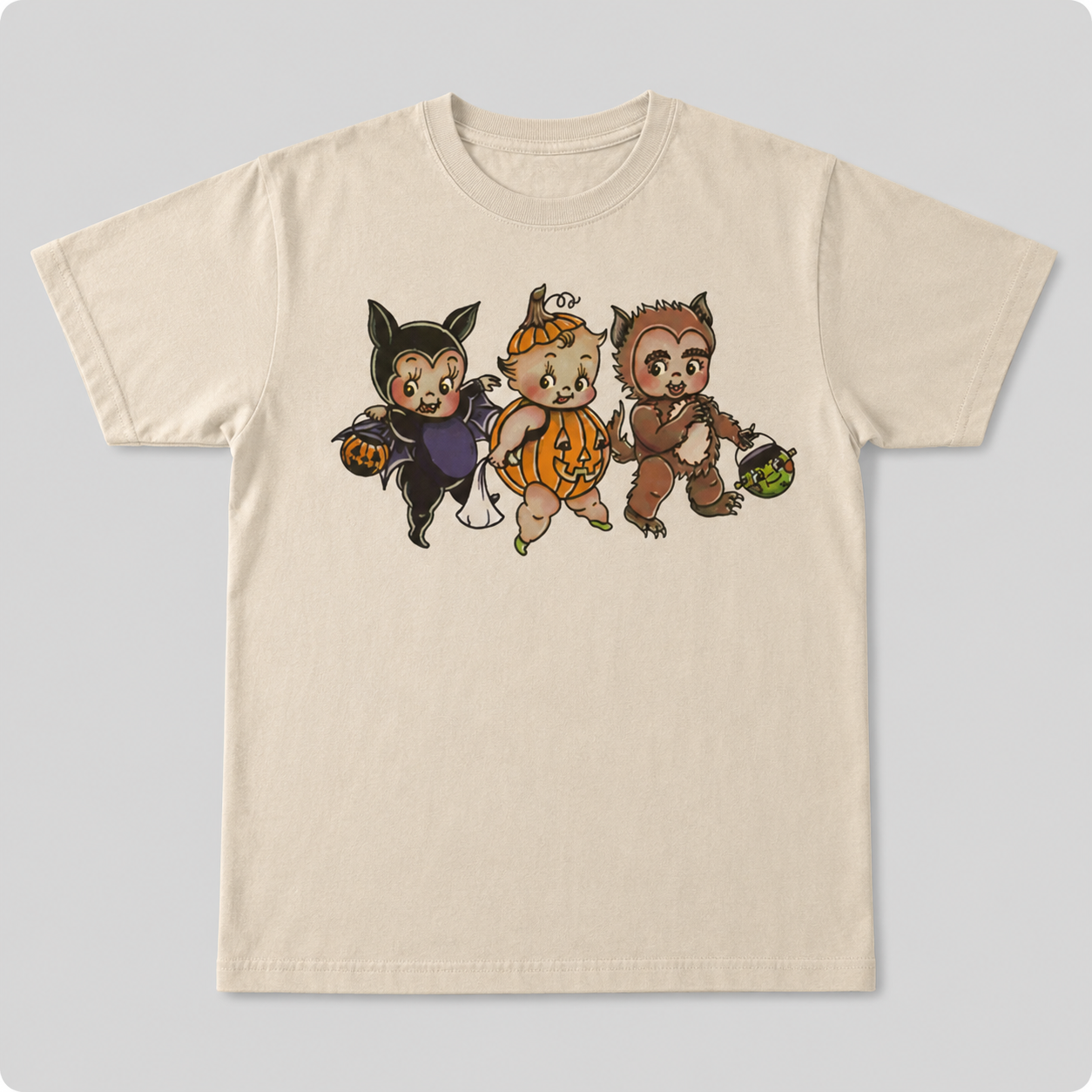 Kewpie Halloween Trick or Treat T-Shirt/Sweatshirt/Hoodie – Retro Pumpkin Bat Costume Graphic Tee