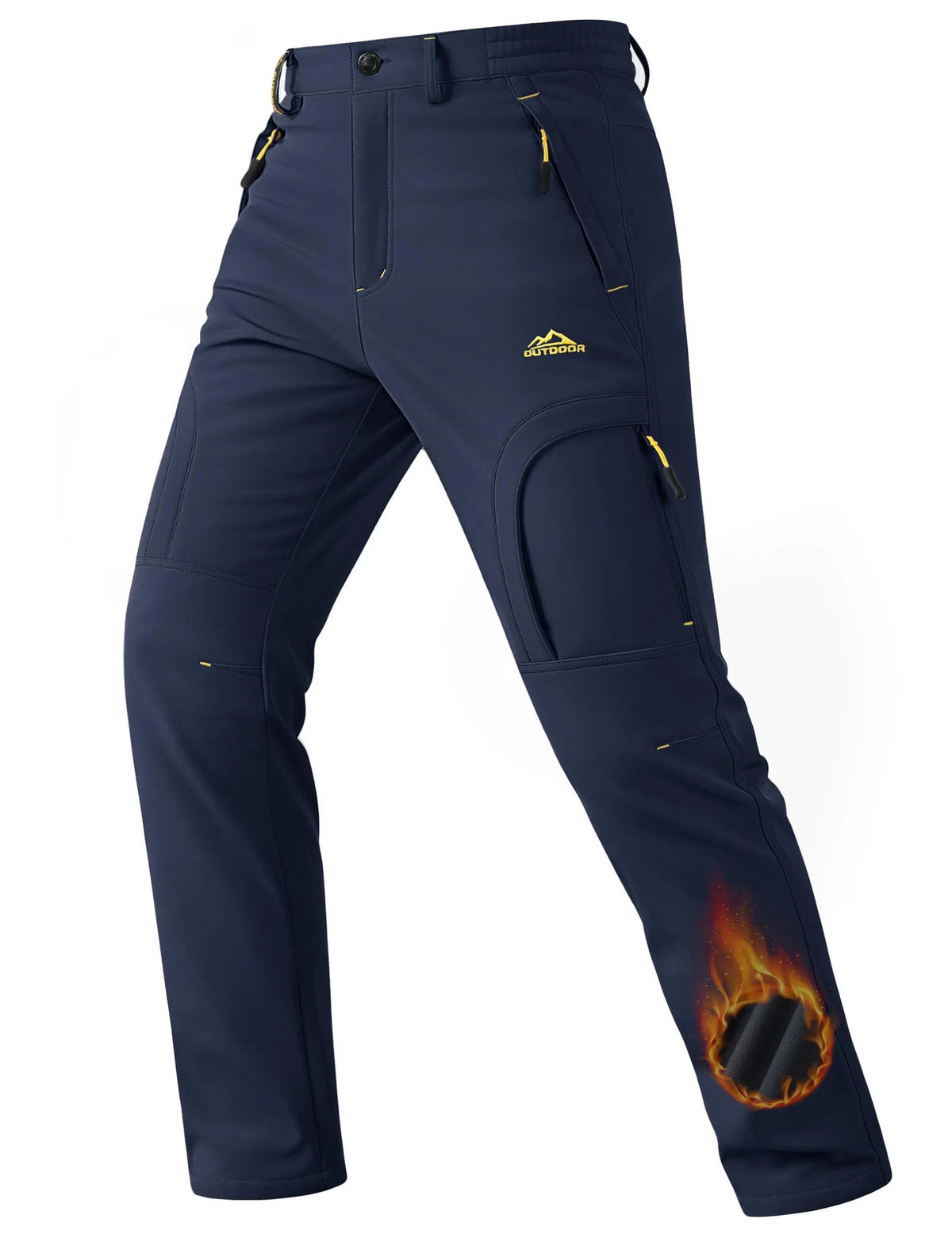 Men’s Fleece-Lined Softshell Hiking Pants – Warm Water-Resistant Winter Outdoor Pants