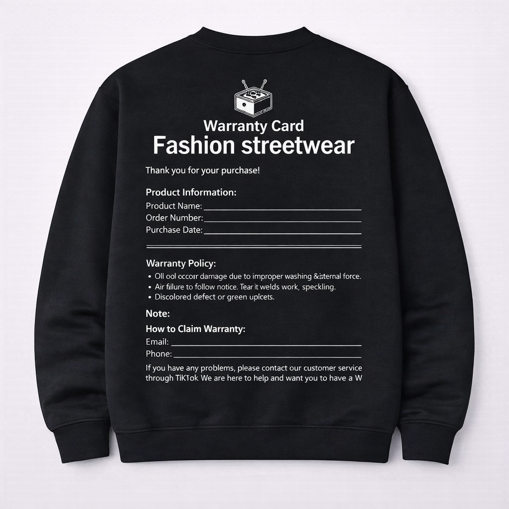 Y2K Streetwear Warranty Card Print T-shirt/Sweatshirt/Hoodie