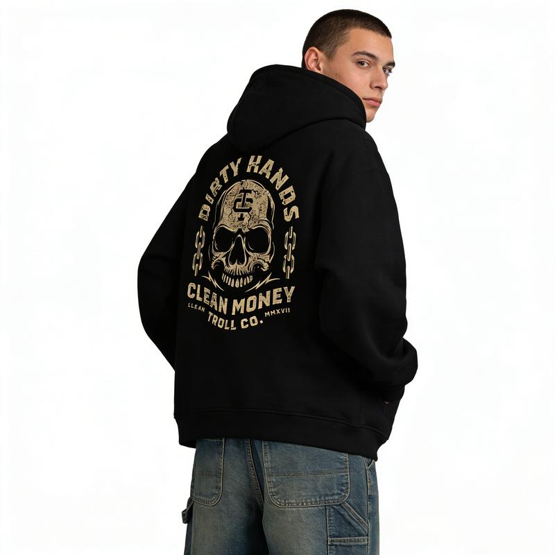 Dirty Hands Clean Money Skull Hoodie/Sweatshirt/T-Shirt – Vintage Blue Collar Workwear Pullover
