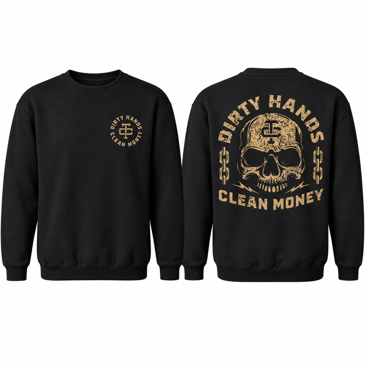 Dirty Hands Clean Money Skull Hoodie/Sweatshirt/T-Shirt – Vintage Blue Collar Workwear Pullover