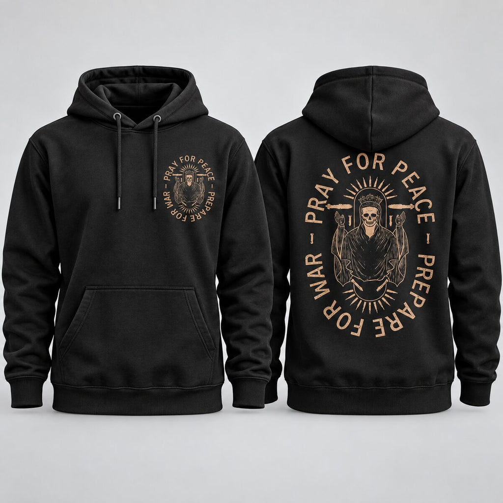 Pray for Peace Prepare for War T-Shirt/Sweatshirt/Hoodie – Vintage Gothic Skeleton Graphic Tee