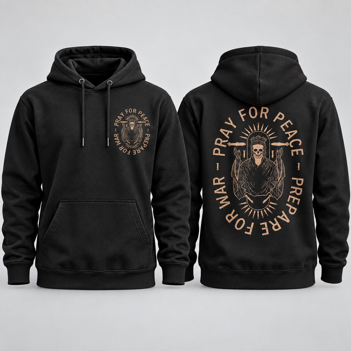Pray for Peace Prepare for War T-Shirt/Sweatshirt/Hoodie – Vintage Gothic Skeleton Graphic Tee
