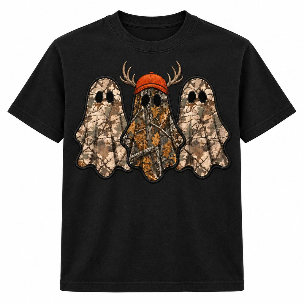 Camo Ghost Hunting Halloween Printed Sweatshirt/Hoodie/T-shirt – Vintage Hunting Season Graphic Crewneck