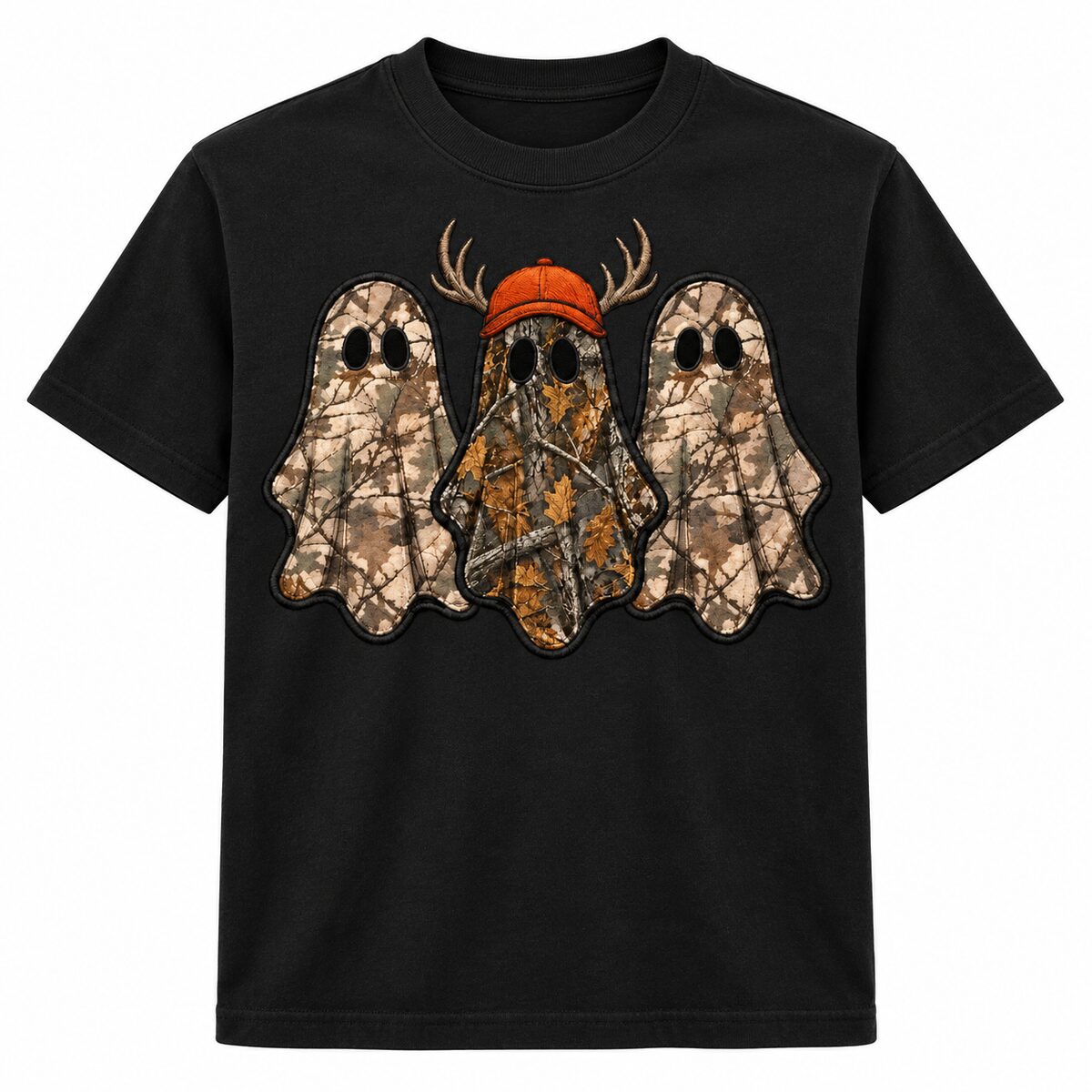 Camo Ghost Hunting Halloween Printed Sweatshirt/Hoodie/T-shirt – Vintage Hunting Season Graphic Crewneck