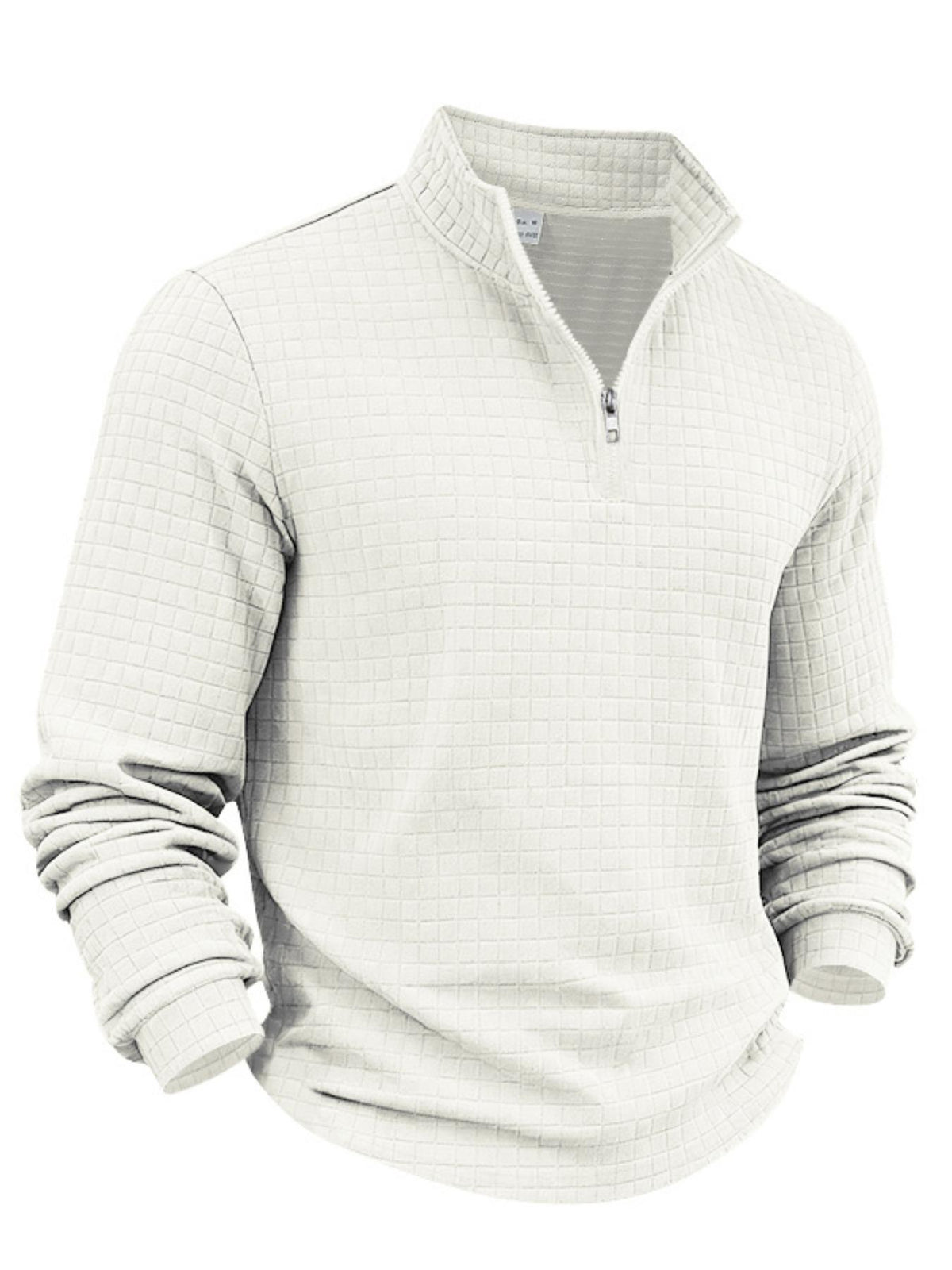 Men's Textured Quarter Zip Pullover – Casual Stand Collar Long Sleeve Sweatshirt