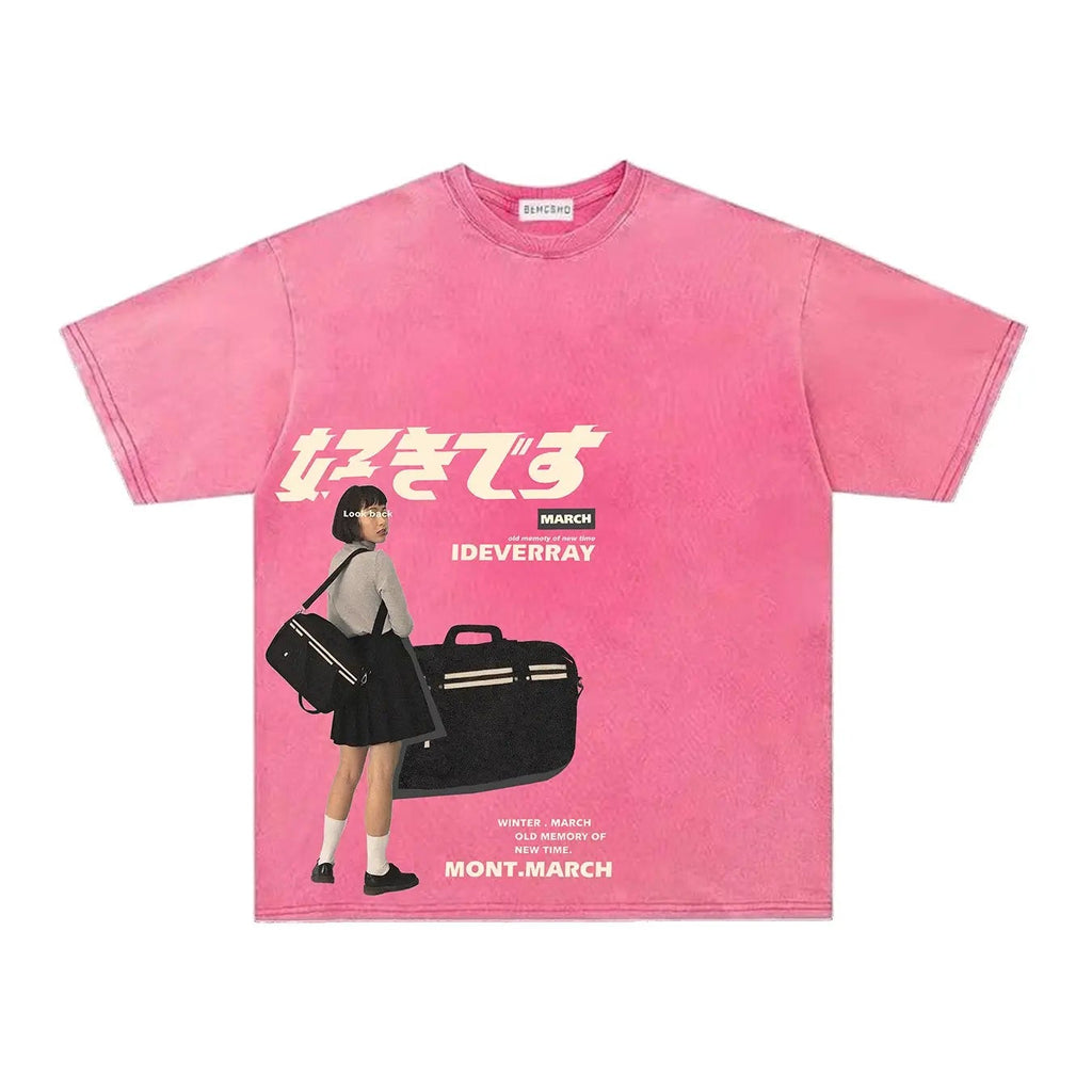 Tokyo Style Graphic Tee – Vintage Washed Oversized Streetwear Shirt/Sweatshirt/Hoodie