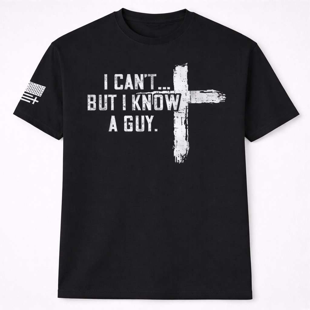 “I Can’t But I Know A Guy” Christian T-Shirt/Sweatshirt/Hoodie– Cross Faith Graphic Tee for Men