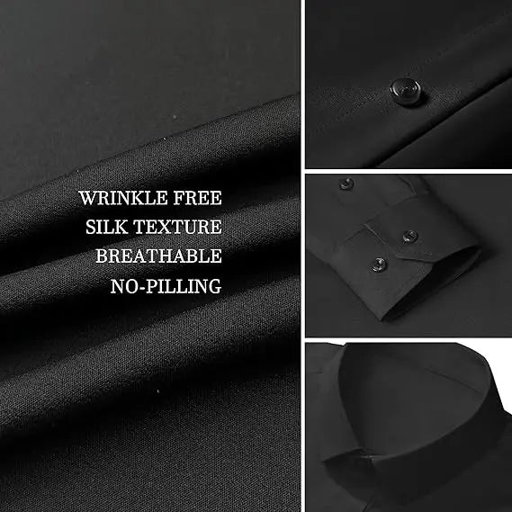 Men’s Super Stretch Dress Shirt – Slim Fit Wrinkle-Resistant Long Sleeve Button-Down