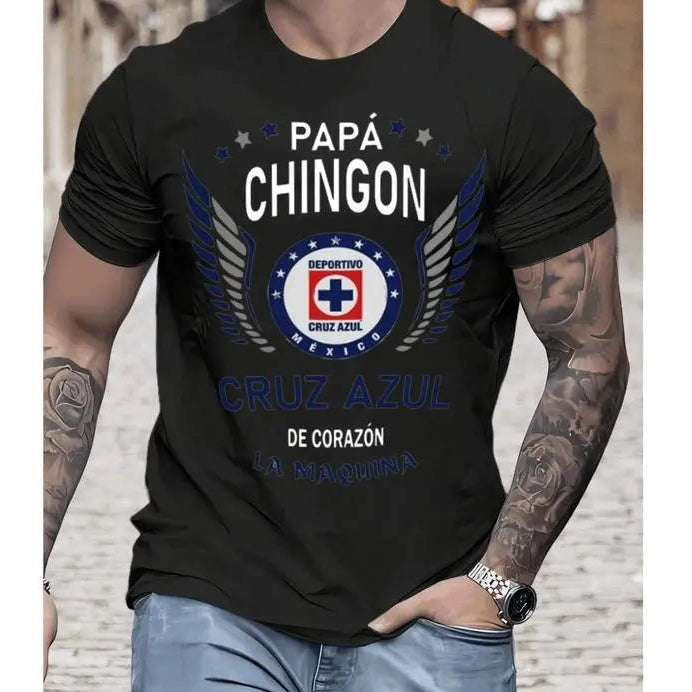 Cruz Azul "Papa Chingon" Soccer Tee ⚽ – Latino Dad Graphic Shirt/Sweatshirt/Hoodie