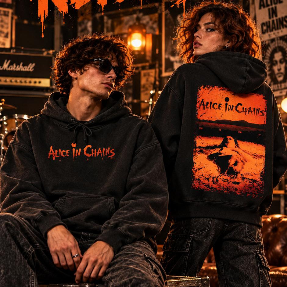 Alice in Chains Vintage Washed T-Shirt/Sweatshirt/Hoodie – Oversized Grunge Rock Graphic Tee