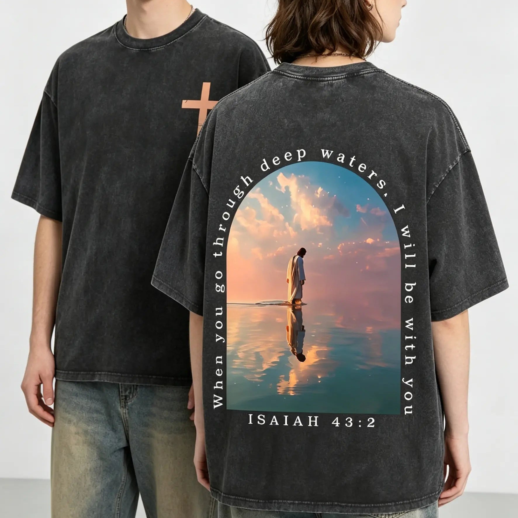 Isaiah 43:2 Washed Faith Tee ✝️ – “I Will Be With You” Vintage Shirt/Sweatshirt/Hoodie