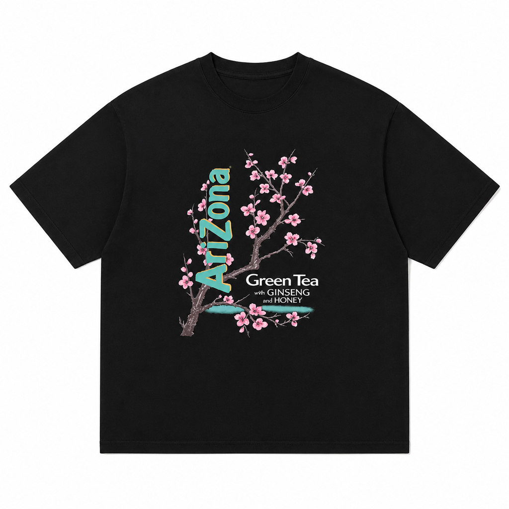 Green Tea Cherry Blossom Graphic T-Shirt/Sweatshirt/Hoodie– Vintage Arizona Floral Streetwear Tee