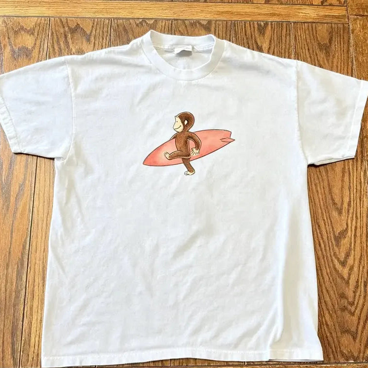 Curious Georgee Minimal Surf Graphic Tee 🌊 – Cute Vintage Beach Shirt/Sweatshirt/Hoodie