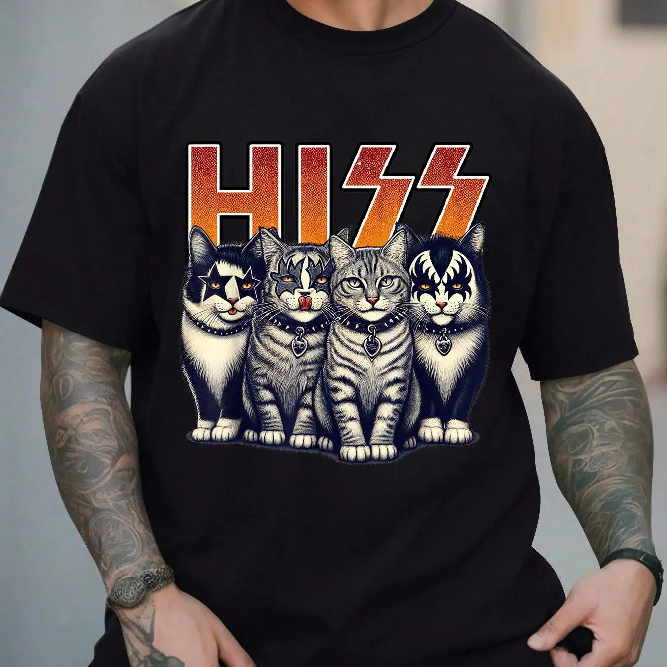 “HISS” Cat Rock Band T-Shirt/Sweatshirt/Hoodie – Funny Kitty Graphic Tee