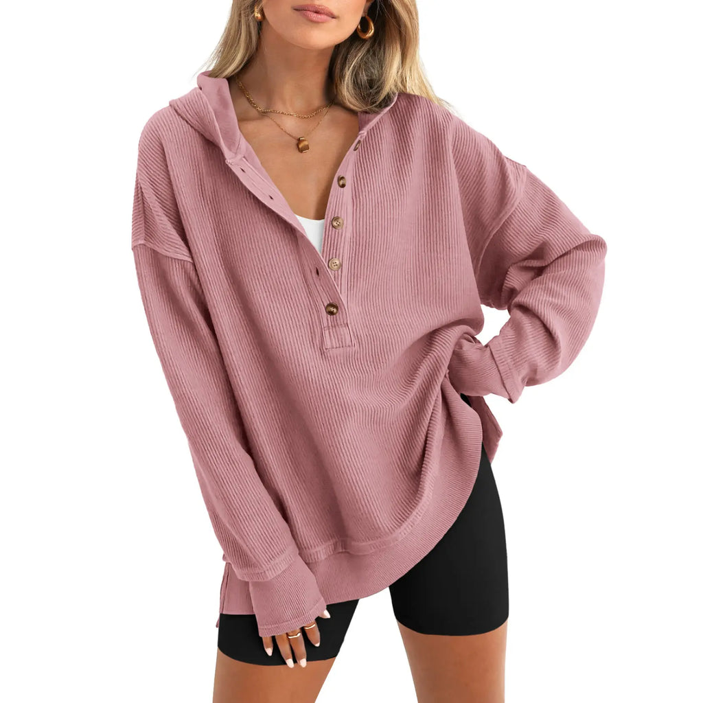 Women's Oversized Hooded Knit Pullover – Cozy Fall Casual Sweater