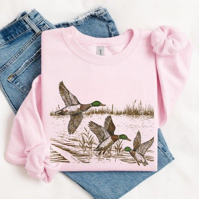 Vintage Mallard Duck Sweatshirt/Hoodie/T-shirt – Retro Wildlife Nature Graphic Crewneck