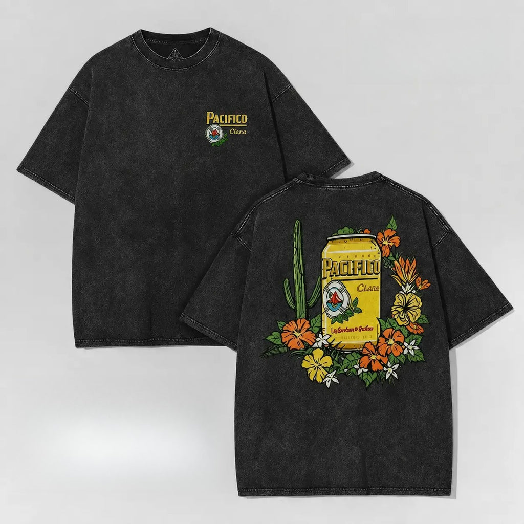 Vintage Tropical Beer Graphic T-Shirt/Sweatshirt/Hoodie – Acid Wash Baja Surf Oversized Tee