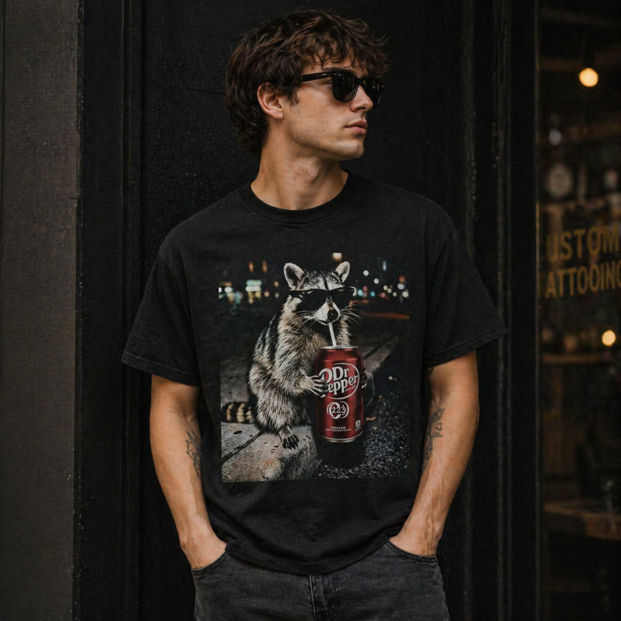 Vintage Raccoons Dr Pepperr Graphic T-Shirt/Sweatshirt/Hoodie – Funny Night Life Meme Tee