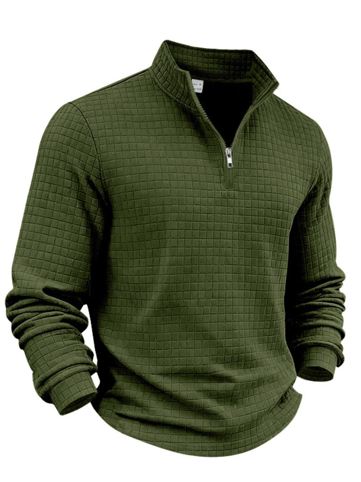 Men's Textured Quarter Zip Pullover – Casual Stand Collar Long Sleeve Sweatshirt