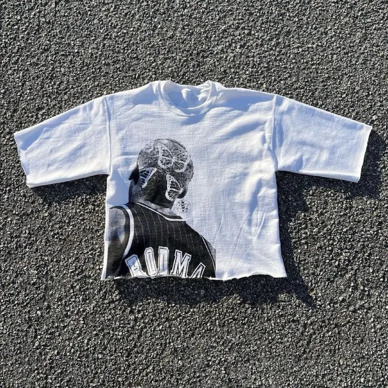 Vintage Athlete Graphic Shirt, Distressed Cropped Basketball Streetwear Tee/Sweatshirt/Hoodie