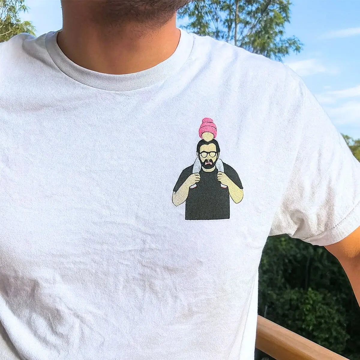 Custom Dad and Daughter Shirts, Personalized Embroidered Gift with Your Photo for Dad