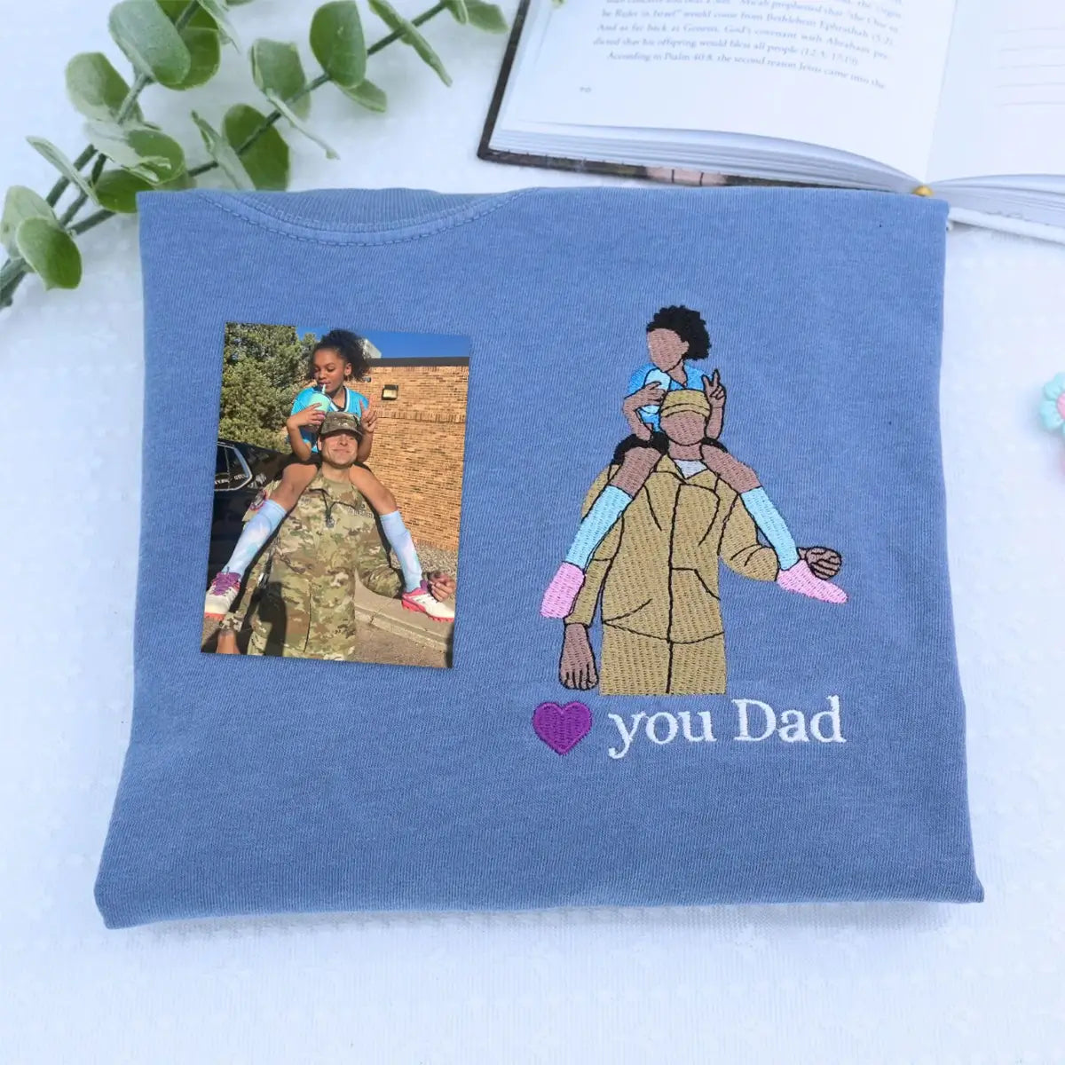 Custom Dad and Daughter Shirts, Personalized Embroidered Gift with Your Photo for Dad