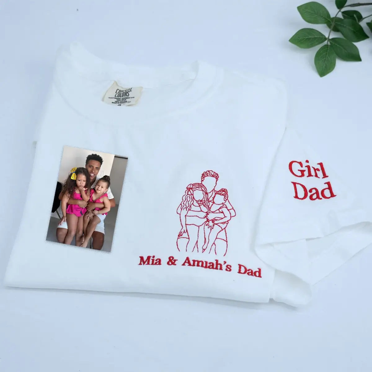 Custom Dad and Daughter Shirts, Personalized Embroidered Gift with Your Photo for Dad