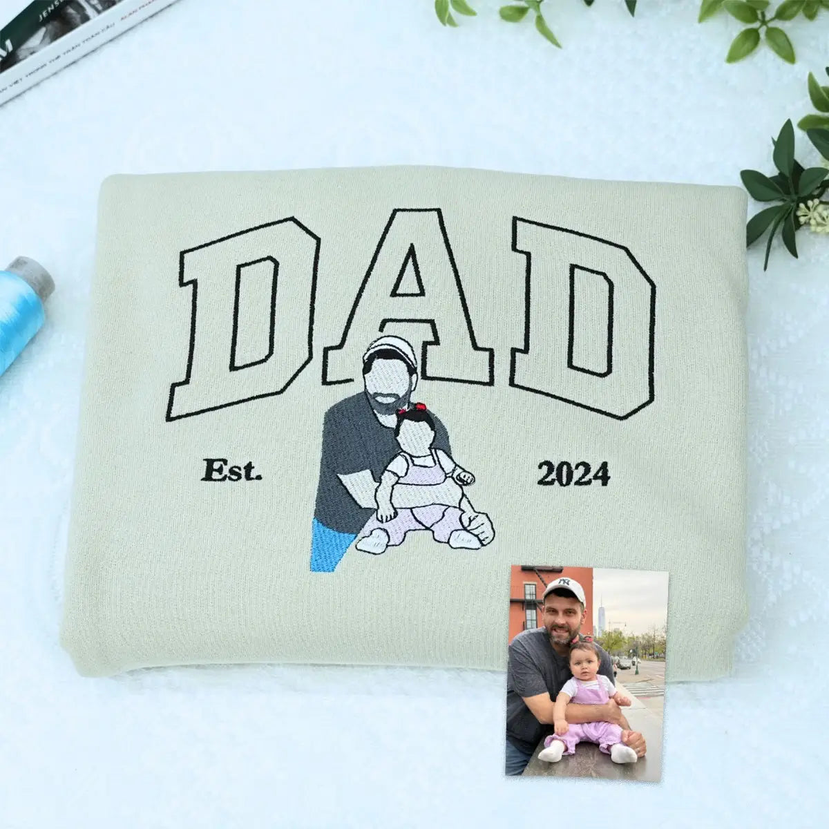 Custom Dad and Daughter Shirts, Personalized Embroidered Gift with Your Photo for Dad