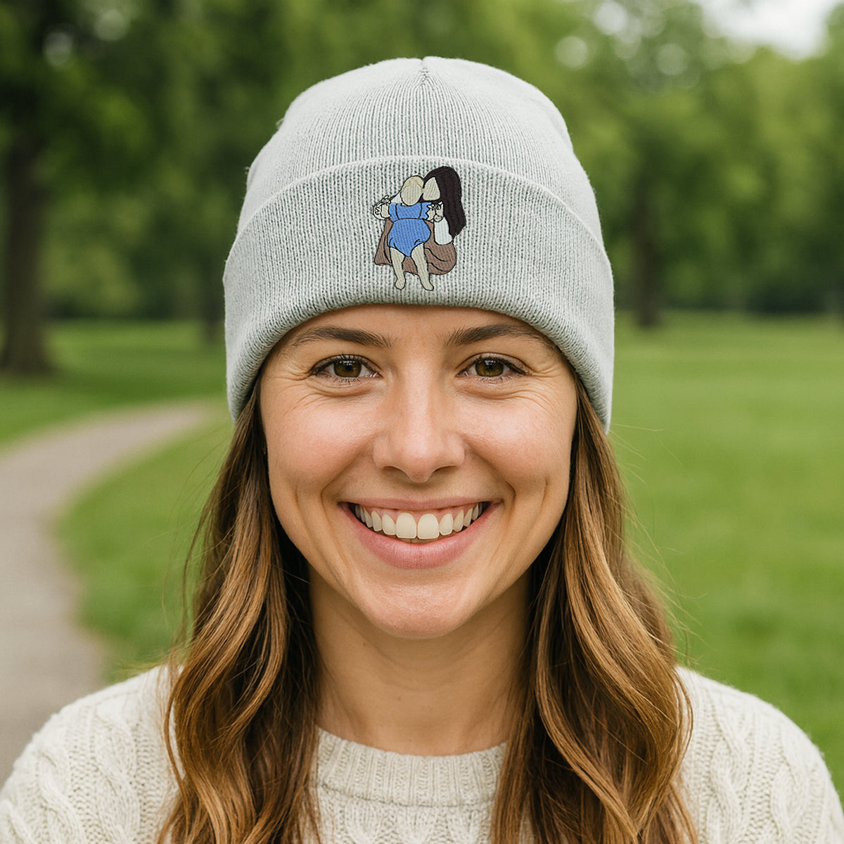 Custom Mom Beanie with Embroidered Portrait from Photo, Personalized Mother's Day Gifts