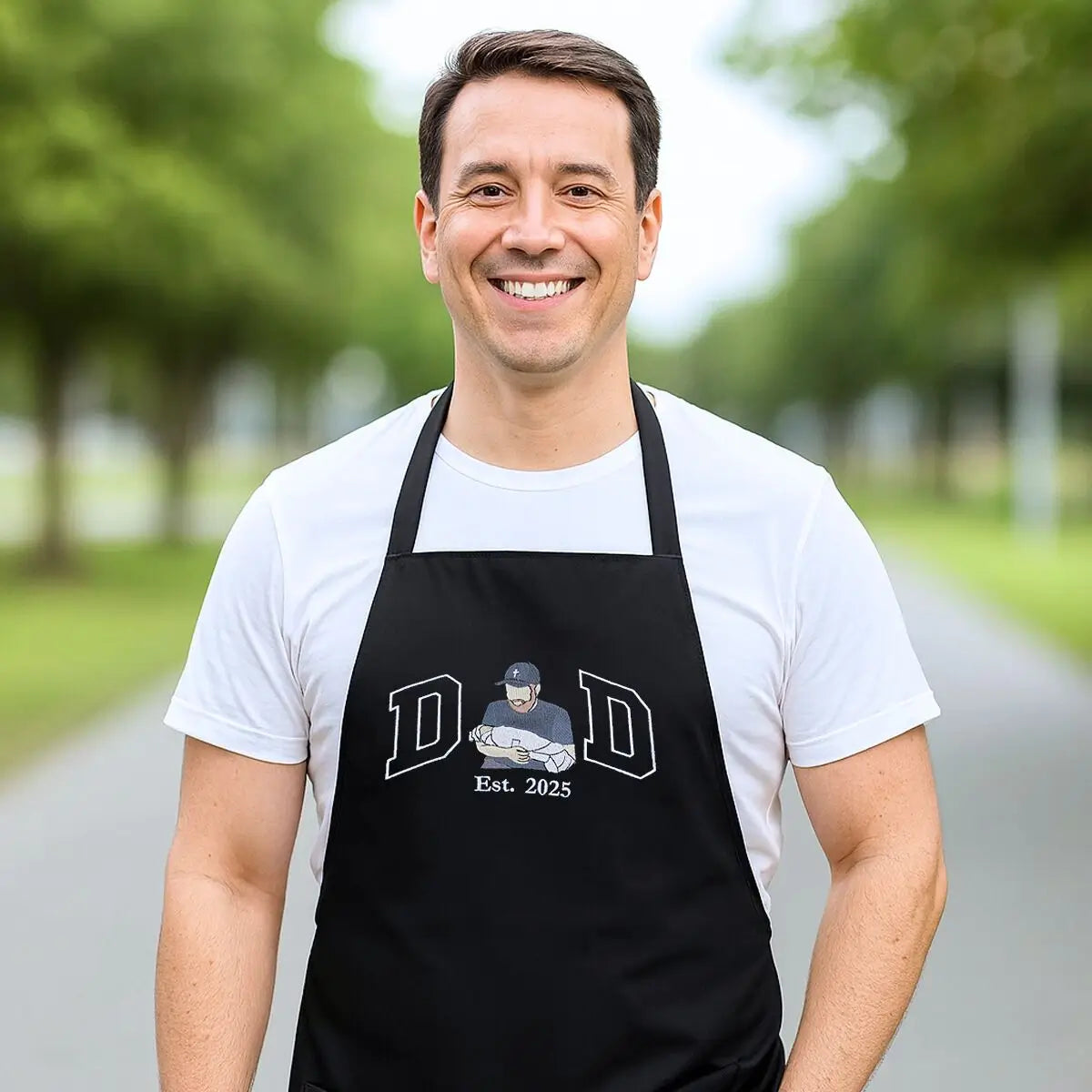 Personalized Dad Apron with Embroidered Portrait from Photo, Unique Gifts for Dad