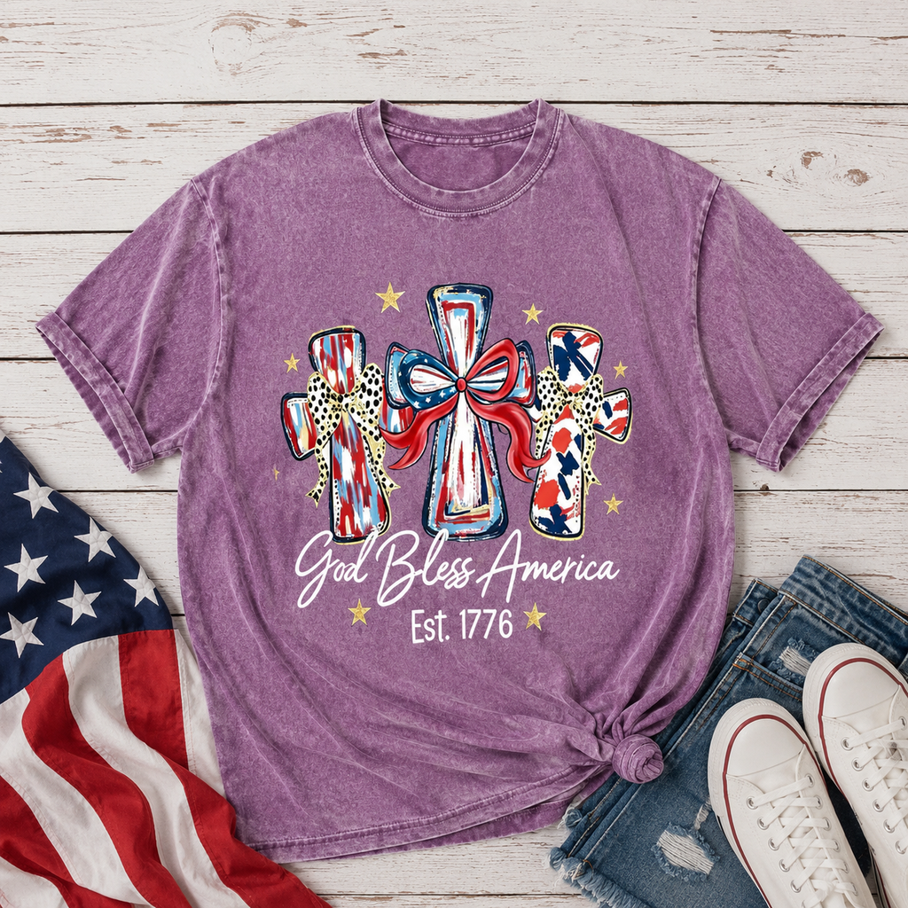 God Bless America Cross Graphic Tee 🇺🇸✝️